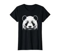 Cute Panda Bear Head in Realistic Drawing Style T-Shirt, Women, Black, XX-Large