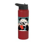 Cute Panda Bear Holding Coffee and a Book Reading Panda Stainless Steel Insulated Water Bottle