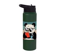 Cute Panda Bear Holding Coffee and a Book Reading Panda Stainless Steel Insulated Water Bottle