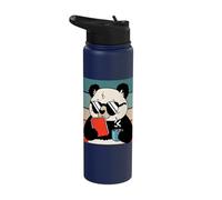 Cute Panda Bear Holding Coffee and a Book Reading Panda Stainless Steel Insulated Water Bottle