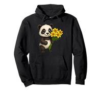 Cute Panda Bear Holding Daffodil Flower Pullover Hoodie