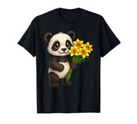 Cute Panda Bear Holding Daffodil Flower T-Shirt