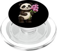 Cute Panda Bear Holding Orchid Flower PopSockets PopGrip for MagSafe