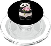 Cute Panda Bear Holding Orchid Flower PopSockets PopGrip for MagSafe