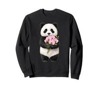 Cute Panda Bear Holding Orchid Flower Sweatshirt