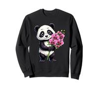 Cute Panda Bear Holding Orchid Flower Sweatshirt
