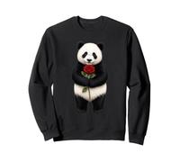 Cute Panda Bear Holding Rose Flower Sweatshirt
