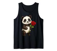 Cute Panda Bear Holding Rose Flower Tank Top