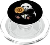 Cute Panda Bear Holding Sunflower Flower PopSockets PopGrip for MagSafe
