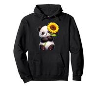 Cute Panda Bear Holding Sunflower Flower Pullover Hoodie