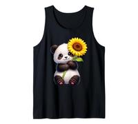 Cute Panda Bear Holding Sunflower Flower Tank Top
