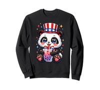 Cute Panda Bear Patriotic 4th July Gift Bubble Boba Tea USA Sweatshirt