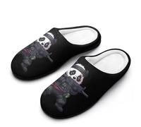 Cute Panda Bear Shooting Cotton Slipper Anti-Skid Comfortable Cozy Plush Slippers Indoor House Closed Toe Shoes 11-12（42-43）