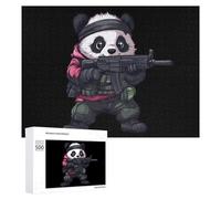 Cute Panda Bear Shooting Funny Wooden Picture Puzzle Wood Jigsaw Creative Gift for Adults And Family Game