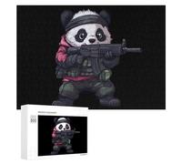 Cute Panda Bear Shooting Funny Wooden Picture Puzzle Wood Jigsaw Creative Gift for Adults And Family Game
