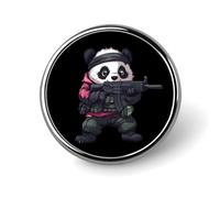Cute Panda Bear Shooting Round Brooch Pins Lapel Tie Badge Metal Memorial Button Pin Kit for Hat Shirt Clothing Bags Decor