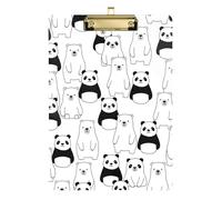 Cute Panda Bear White Acrylic Clipboard Fashion Clipboard Wordpad Clipboards Standard Size, A4 Letter Size 12.5 x 9 Inches Gold Clip