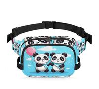 Cute Panda Bears Balloon Fanny Pack for Men Women, Fashionable Crossbody Belt Bags Square Waist Pack with Adjustable Strap for Travel Hiking Workout Cycling Running