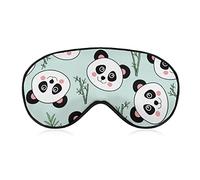 Cute Panda Bears Faces Sleep Mask Bamboo Blindfold for Sleeping Elastic Blackout Eye Mask Cover for Full Night's Sleep Travel and Nap