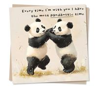 Cute Panda Birthday or Appreciation Card for Friend or Loved One - Funny and Heartfelt - Pandas, Animal Lover - Pandastic Time - For Bestie, Relative, Partner, Boyfriend, Colleague, Anniversary
