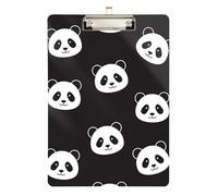 Cute Panda Black Acrylic Clipboard Portable Clipboard Wordpad Clipboards Standard Size, A4 Letter Size 12.5 x 9 Inches Silver Clip, Silver12x9in