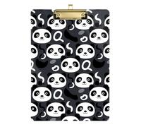 Cute Panda Black White Acrylic Clipboard Writing Clipboard Wordpad Clipboards Standard Size, A4 Letter Size 12.5 x 9 Inches Gold Clip