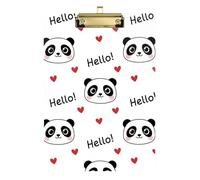 Cute Panda Black White Clipboard Acrylic Cute Clipboard Letter Size Clipboards, A4 Letter Size 12.5 x 9 Inches Gold Clip