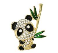 Cute Panda Brooch for Women and Men - Diamond-Encrusted Bamboo Leaf Design, Versatile Stylish Accessory