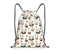 Cute Panda Cake Drawstring Backpack Versatile Drawstring Gym Bag Unisex String Bags For Yoga Trainer Outside 39X46Cm