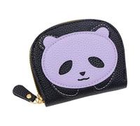 Cute Panda Cartoon Mini Wallet with Textured Accordion Card Holder for Daily Coming to Work, Ideal for Casual Trips and (Purple, One Size)