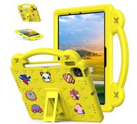 Cute Panda Case for Pad Pro 13 inch (M4) 2024 for Kids Full Body Protective Cover with Handle Stand Lightweight Shockproof Cover for 2024 13-inch iPad Pro Yellow