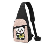 Cute Panda Casual Sling Bag Crossbody Shoulder Pack,Durable Polyester Chest Bag with Multiple Pockets and Key Holder,Adjustable Strap for Men Women