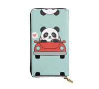 cute panda character Printed leather wallet, 7.5 x 4.1-inch long credit card holder, portable travel cash wallet