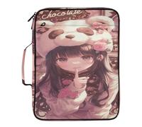 Cute Panda Chocolate Anime Document Organizer 7 Pockets A4 Letter Size with Zipper Closure for Paperwork File Folder Jackets