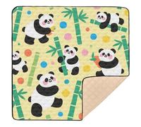 Cute Panda Colorful Polka Dot Yellow Green Large Stylish Baby Playmat for Indoor Outdoor Portable Foldable Baby Play Tummy Time Mat for Baby Toddler Infant, 50'' x 50''alfombras con Musica