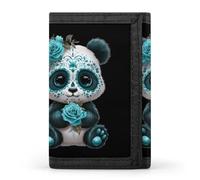 Cute Panda Day of Dead Skull Fashion Trifold Wallets with Key Ring Lightweight Front Pocket Tri-Fold Wallet