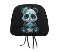 Cute Panda Day of Dead Skull Novelty Car Headrest Covers Soft Elastic Fabric Seat Rest Cover for SUV Van Truck Sedan