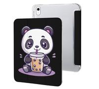 Cute Panda Drinking Bubble Tea Cute Tablet Case with Pencil Holder Unisex Slim Hard Protective Cover Compatible with iPad 9th/ 8th/ 7th