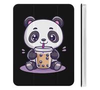 Cute Panda Drinking Bubble Tea Cute Tablet Case with Pencil Holder Unisex Slim Hard Protective Cover Compatible with iPad Mini 4/5/6