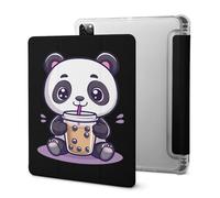 Cute Panda Drinking Bubble Tea Cute Tablet Case with Pencil Holder Unisex Slim Hard Protective Cover Compatible with iPad 2020 /Pro 2020/2020 AIR 4 /Pro 2021