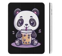 Cute Panda Drinking Bubble Tea Cute Tablet Case with Pencil Holder Unisex Slim Hard Protective Cover Compatible with iPad Mini 4/5/6