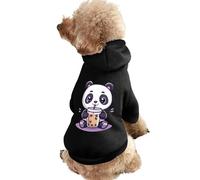 Cute Panda Drinking Bubble Tea Printed Dog Hoodie Breathable Soft Cat Sweatshirt for Small Medium Large XS