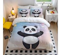 Cute Panda Duvet Cover Set Children's Bedding Sets with Pink Blue Starry Sky Design Soft Microfiber Bedding Panda Gifts for Kids Girls Boys Dream Bedding Home (style2,King 240x220cm+65x65cm*2)