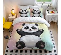 Cute Panda Duvet Cover Set Children's Bedding Sets with Pink Blue Starry Sky Design Soft Microfiber Bedding Panda Gifts for Kids Girls Boys Dream Bedding Home (style4,Double200x200cm+65x65cm*2)