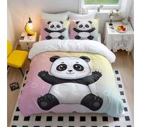 Cute Panda Duvet Cover Set Children's Bedding Sets with Pink Blue Starry Sky Design Soft Microfiber Bedding Panda Gifts for Kids Girls Boys Dream Bedding Home (style5,Single135x200cm+65x65cm*2)