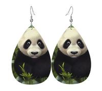 Cute panda Earrings for Women Teardrop Leather Earring Double Sided Drop Dangle Earrings Lightweight Women's Ear Accessories Jewelry Fashion Birthday Gift
