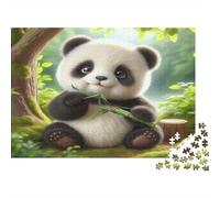 Cute Panda Eating Bamboo 1000 Pieces Jigsaw Puzzle for Adults & Kids 12+, Premium Cardboard, Panda Pair, Educational Family Activity, Improves Memory & Problem-Solving Skills 38x26cm/1000pcs