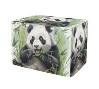Cute Panda Eating Food Dog Crate Cover UV-Resistant Pet Kennel Cover with Mesh Windows, Reduces Barking Small