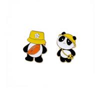 Cute Panda Enamel Pins Cartoon Panda Lapel Pins, Mini Metal Decorative Brooches for Jackets Backpacks Hats Clothing Accessory Pack of 2
