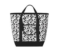 Cute Panda Face Insulated Cooler Bag, Large Cooler Tote Bags Insulated for Food, Insulated Grocery Shopping Bags with Zippered Top for Travel Picnic